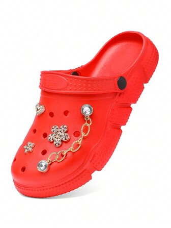 CIVHOM Damträskor med blom- och strassdekor, Slip On Mjuk sula Plattform Fritidsrutschbanor i trädgården, Halkfria sommarrutschbanor