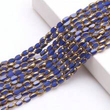 48pcs 4*6mm Colorful Crystal Glass Beads With Gold Trim, Middle Hole, For DIY Crafts, Jewelry Making, Shoes, Accessories, Phone Chain, Necklace, Bracelet, Glasses Chain