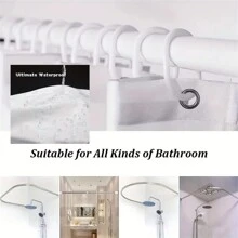 French Floral Classic Shower Curtain With Lead Line And Hooks, Water-Resistant Polyester Bath Divider, Machine Washable, Non-Woven Fabric Arts Theme Decor, Bathroom Accessory, All-Season Curtain