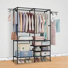 Multi-Functional Coat Rack, Large-Capacity Wardrobe, Clothing Storage Cabinet, Clothes Rack, Closet Wardrobe, Portable Wardrobe For Bedroom, Easy To Assemble, Independent Coat Room, Clothing Storage Rack For Bedroom