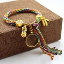 1 Peça pulseira de estilo trançado feita à mão com relicário de foto em aço inoxidável e vidro, adequada para uso diário