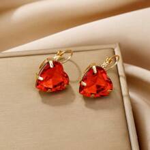 1 对女士耳环，金属心形亚克力锆石心形耳环，浪漫多巴胺心形耳环，简约吊坠耳环，时尚优雅亚克力耳环，防过敏珠宝礼物，适合派对、节日 - 彩色 - 查看 11