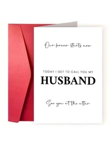 1pc Romantic Wedding Groom Card - Elegant, Heartfelt Message Include, Perfect Gift From Brideg - Multicolor - View 3