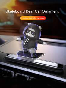 Skateboard Bear Sliding Ornament Car Dashboard Cartoon Moving Bear Decor, New Model - one-size - View 11