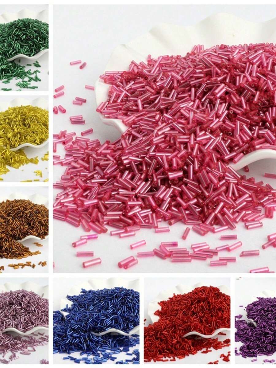 20g/50g/100g 时尚多彩夜光玻璃管珠，DIY 珠宝制作用品，适用于手链、项链、服装装饰、手工艺品 - 2X6玻璃管珠 - 查看 1