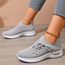Women's Comfy Breathable Lace-Up Casual Outdoor Sports Sneakers - Grey - View 3