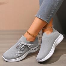 Women's Comfy Breathable Lace-Up Casual Outdoor Sports Sneakers - Grey - View 2