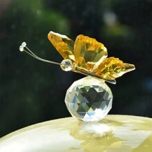 1pc Artificial Crystal Butterfly Figurine With Sphere - Handcrafted Glass Animal Statue, Collectible Decorative Ornament Home Decor Accent For Valentine's Day & Mother's Day Gifts Birthday Graduation