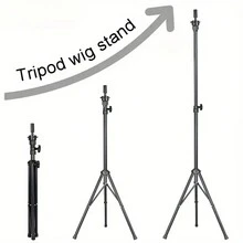 150cm Wig Stand Tripod ,Ergonomic Design, Adjustable Metal Wig Stand Tripod - Foldable Mannequin Head Holder For Hairdressing & Cosmetology Training, Salon Use, Wig Stand, Human Model - Black - View 2