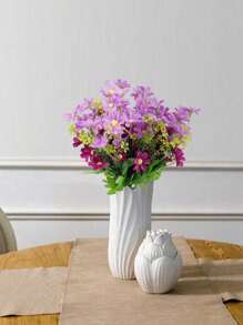 5Pcs Artificial Flowers For Home Fake Colorful Daisy Wedding Bridal Bouquet, Artificial Plants No Fade Greenery Shrubs Faux Purple Flowers For Outside Home Wedding Garden Spring Summer Décor