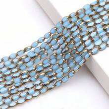 48pcs 4*6mm Colorful Crystal Glass Beads With Gold Trim, Middle Hole, For DIY Crafts, Jewelry Making, Shoes, Accessories, Phone Chain, Necklace, Bracelet, Glasses Chain