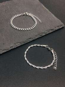 2pcs Punk Exaggerated Stainless Steel Twisted Rope Bracelet, Suitable For Men's Daily Wear - Bracelet - View 10