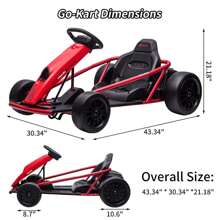 24V Go Kart For Kids 8-12 Years Drift Kart Electric Pedal Kart Outdoor Race Toy Teens Outdoor Ride On Toy 8MPH High Speed Drifting With Music Horn Max Load 175lbs - 紅色 - 查看 3