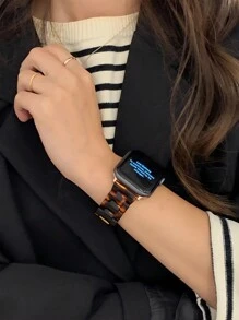 1pc Tesin Tortoiseshell Print Watch Band, Compatible With Apple Watch 40mm Ultra 49mm 44mm 45mm 46mm 41mm 42mm 38mm, Leopard Pattern Wristband, Compatible With Apple Watch Series SE 11 10 9 8 7 6 5 4 3 2 1, Watch Band Accessory (Band Only) - Brown - View 7