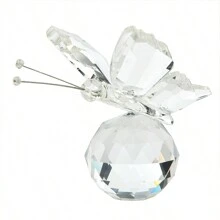 1pc Artificial Crystal Butterfly Figurine With Sphere - Handcrafted Glass Animal Statue, Collectible Decorative Ornament Home Decor Accent For Valentine's Day & Mother's Day Gifts Birthday Graduation