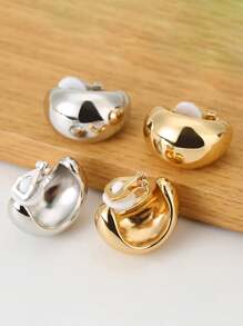 2 件法式奢华水滴耳夹，简约 C 形无穿孔耳环，适合短款和双耳