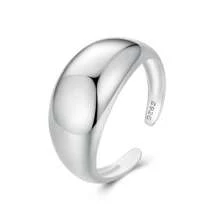 1 Pc 925 Sterling Silver Chunky Rings For Women Adjustable Bold Thick Statement Rings Fine Jewelry Minimalist Rings Gift - Silver - View 14