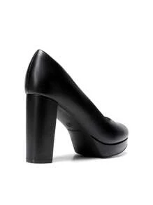 Women's Court Pumps Closed Round Toe Chunky High Heels Platform Work Elegant Comfortable Dress Shoes - 黑色 - 查看 8