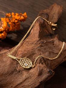 1 件羽毛球拍吊坠手链，女士珠宝礼物，适合日常佩戴 - 金色 - 查看 5