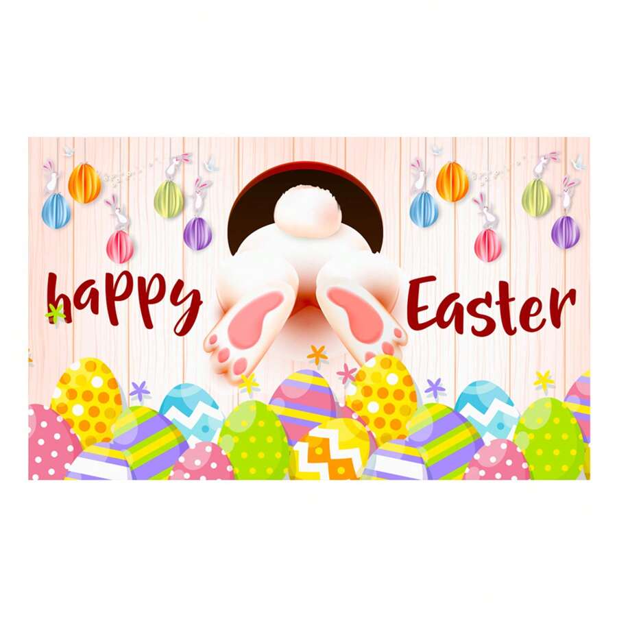 Fondo de fotografía de Pascua con huevos de conejito, pancarta para puerta de garaje, fondo de pared para decoración de fiestas en interiores y exteriores. - Multicolor - Ver 1