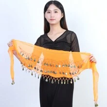 Belly Dance Hip Scarf Women's Belly Dance Costume Skirt Wrap For Dance Or Yoga Class Coins Belly Dance Hip Scarf Belt Halloween Costume Accessory