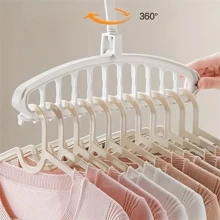 1PC 11 Hole Rotating Magic Lingerie Rack/Multifunctional Folding Multi Hole Hanger/Storage Indoor Wardrobe Space Drying Hanger - White - View 2