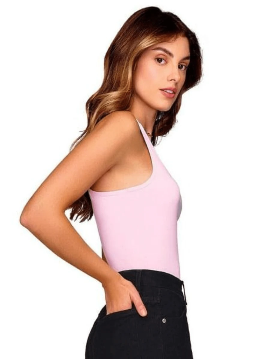 Blusa tipo Camiseta de Tirantes Grueso Espalda Estilo Nadador - Rosa - Ver 1