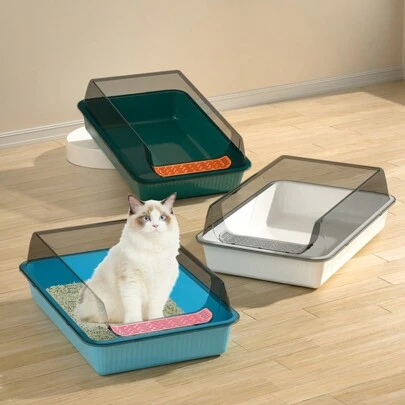 New Detachable Cat Litter Box, Semi-Enclosed Cat Poop Tray, Pet Cat Toilet With Litter Scoop