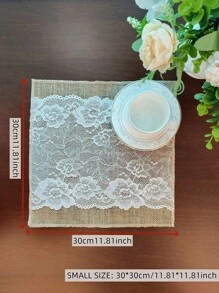 Vintage Simplistic Linen & Coarse Yellow  Table Runner, Tea Table Cover, Imperious Lace Border, Kitchen Essential, Dining Table Protection Against Dirt And Heat, Four Season Applicable, Tablecloth, Home Decoration, Daily Family Gathering, Festival Parties, Dinner Party, Birthday, Festival Decorations, Indoor & Outdoor Party Wedding Decor, Series Size Table Runner, 1PC