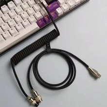 1,5 m weißes 2 Stücke Type-C zu USB Metall-Adapter-Steckverbinder abnehmbares Spielmechanisches Tastaturkabel Set mit Luftsteckerdaten und federnder Verlängerung Type-C Interface, Metallpilotstecker und Spiraldesign für DIY Gaming mechanische Tastaturen