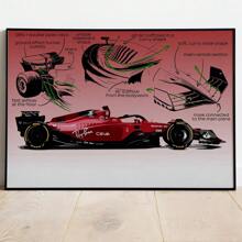 1 pièce/3 pièces Affiches d'art mural en option Cadre Pop Design de course Dessin F1 Cadeau de course cool garçon Décoration Offre Impression sur canevas d'affiche Peinture vintage Fond de chambre à coucher bar Décoration intérieure populaire
