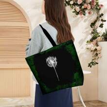 Wish Flower And Vibrant Dandelion Print Crew Neck Travelling Bag - Perfect For Spring Fall Casual Long Sleeve Tee For Everyday Wear Unique Geometric Pattern Ideal For Effortless Style