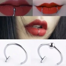 1/3pcs Fake Lip Ring Fake Piercing Stainless Steel Fake Nose Ring Septum Non Piercing Punk Women Body Jewelry