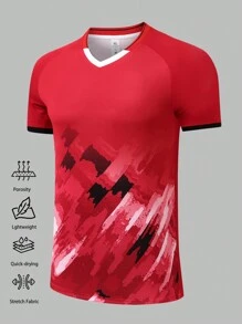 Camiseta deportiva personalizada para hombres con patrones, logotipos, nombres y números personalizados, de tela suave, de secado rápido y transpirable, adecuada para entrenamiento de bádminton, partidos de fútbol, primavera/verano