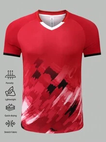 Camiseta deportiva personalizada para hombres con patrones, logotipos, nombres y números personalizados, de tela suave, de secado rápido y transpirable, adecuada para entrenamiento de bádminton, partidos de fútbol, primavera/verano