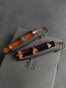 1pc Bamboo Style Safety Pin Brooch For Sweaters, Scarves, Shawls - Golden Color - Large Vintage Feather Pin Clasp - Sewing Accessories Travel Essentials Travel Accessories Travel Must Haves - Multicolor - View 8