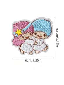Sanrio 1 pezzo Patch termoadesivo carino con gattini cartoni animati e motivi anime, per decorare vestiti, t-shirt, borse, scarpe, ricamo su tessuto