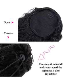 Water Wave Ponytail Extensions Drawstring Ponytail Natural Black Color Human Hair With Clip Thick Ponytail Hair - SNatural - View 3
