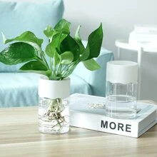1pc Transparent Hydroponic Flower Pots Resembling Glass Small Flower Pots, Soilless Planting Small Pots, Green Plants, Resin Window Sills, Flower Pots, Garden Tool