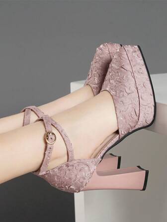 Vattentät plattform för kvinnor med höga klackar ihåliga skor, superhöga klackar i rosa, aprikos, vit, svart, röd, silver, guld, mode damskor