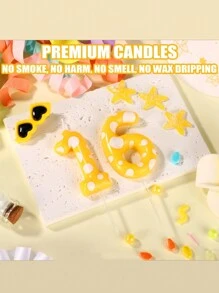 Nến trang trí bánh sinh nhật kỷ niệm số 0-9 màu vàng - Nhiều màu - Xem 3