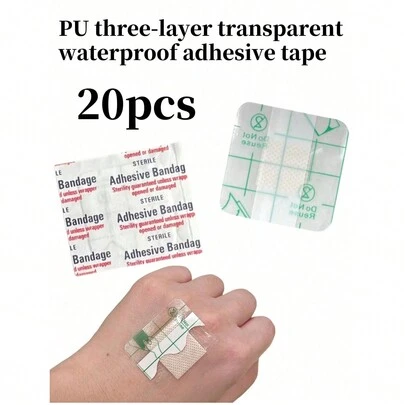 20 件装 PU 防水胶带 方形 透明 透气 手指佩戴 防磨损 脚部无卷边
