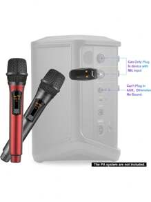 Aveek Wireless Microphones, Karaoke Microphone Rechargeable 2.4GHz (Work 10hs) For Karaoke Machine,Amplifier Speaker,Mixer,Dynamic Mic For Karaoke,Speech,Wedding,,Grey&Red, 2 Packs - màu đen - Xem 9