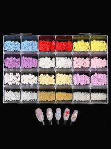 240pcs Mixed Color Flower Nail Ornaments, Resin Three-Dimensional Nail Ornaments, Suitable For Nail Art Accessories Used