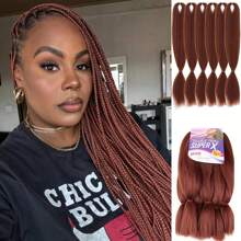 24 Polegadas 6 peças/Pacote Extensões de Cabelo Trançado Sintético Soft Yaki Pré-Esticado, Tranças de Crochê Sintéticas Profissionais Adequadas para Todas as Mulheres - Multicolorido - Visão 4