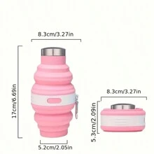 1 个双头折叠伸缩水瓶，柔软不易变形，适合送给家人/朋友的礼物，适合户外、露营 - 彩色 - 查看 3