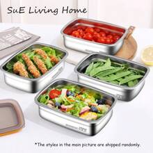 Recipientes de acero inoxidable 316 con tapas, contenedores de marinado y aperitivos, recipientes de almacenamiento de alimentos para el almuerzo/sobras, aptos para lavavajillas y congelador - Microondas, regalo de Navidad - plata - Ver 4