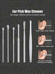 Zestaw narzędzi do czyszczenia uszu ze spiralną sprężyną, łyżka do uszu ze stali nierdzewnej w skórzanym etui do łatwego użytku domowego