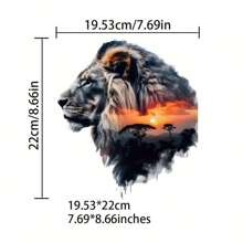 1 件/2 件/3 件狮子日落设计热转印贴片，适用于男士 T 恤、牛仔裤、夹克、背包和服装 - 彩色 - 查看 2