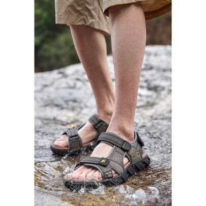 Men's Water Sandals Waterproof Arch Support Hiking Sandals Comfort Leather Sandals Adjustable Athletic Outdoor Sandals For Summer Beach Trail Walking